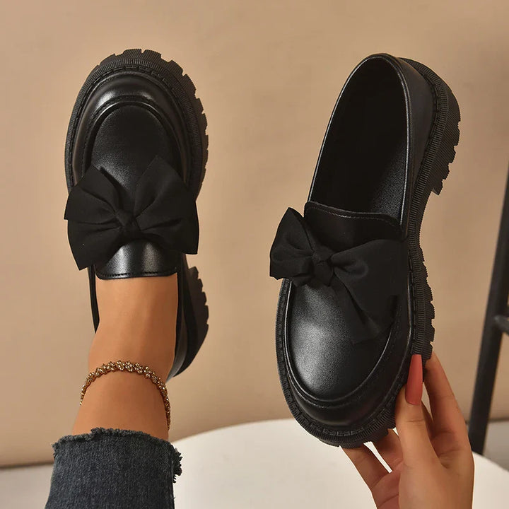 Amira™ | Glossy Bow Platform Loafers