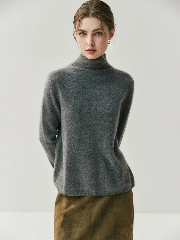 Solène | Cashmere Blend Sweater with Back Button Placket