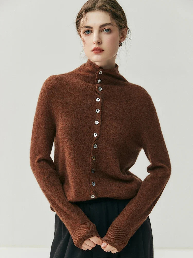 Solène | Cashmere Blend Sweater with Back Button Placket