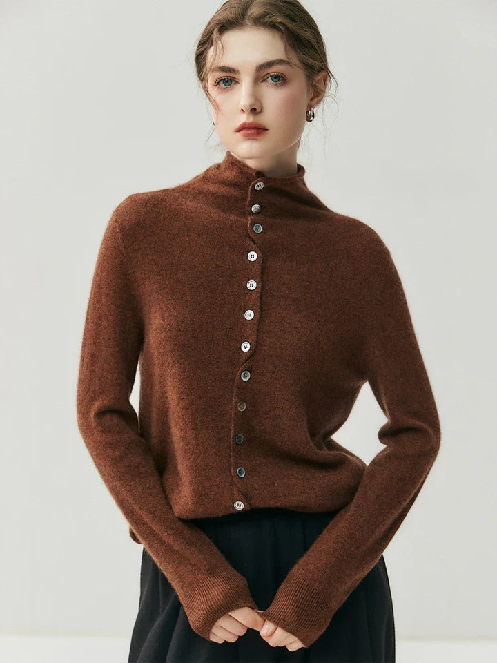Solène | Cashmere Blend Sweater with Back Button Placket