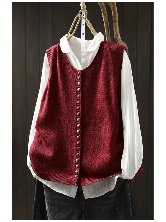 Marielle™ | Knitted Vest with Decorative Buttons