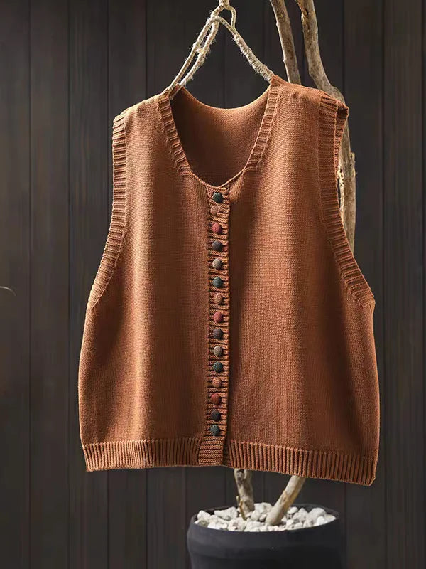 Marielle™ | Knitted Vest with Decorative Buttons