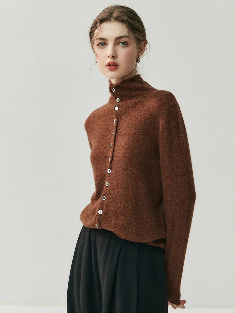Solène | Cashmere Blend Sweater with Back Button Placket