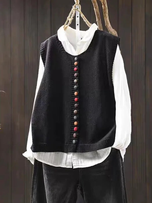 Marielle™ | Knitted Vest with Decorative Buttons