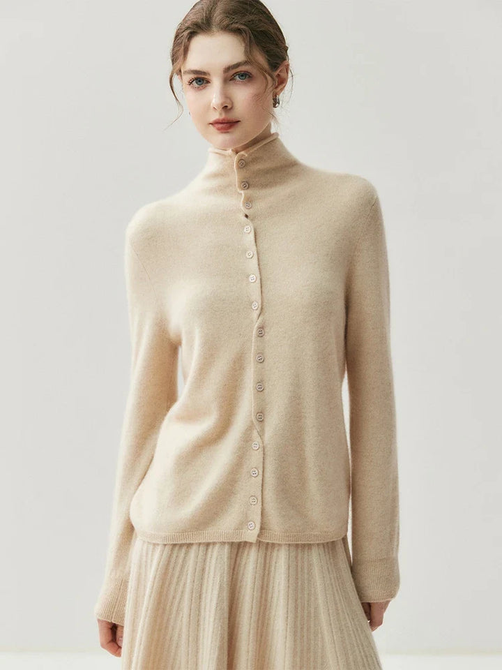 Solène | Cashmere Blend Sweater with Back Button Placket