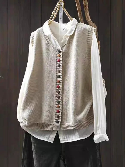 Marielle™ | Knitted Vest with Decorative Buttons