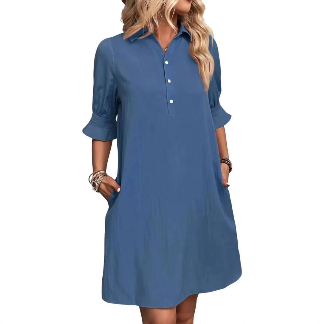 MARIE™ - Casual Button Down Shirt Dress