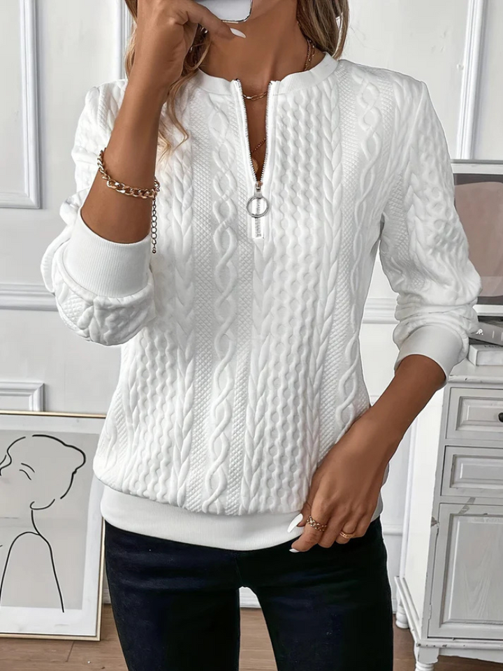 THALIENNE CABLE KNIT ZIP SWEATER