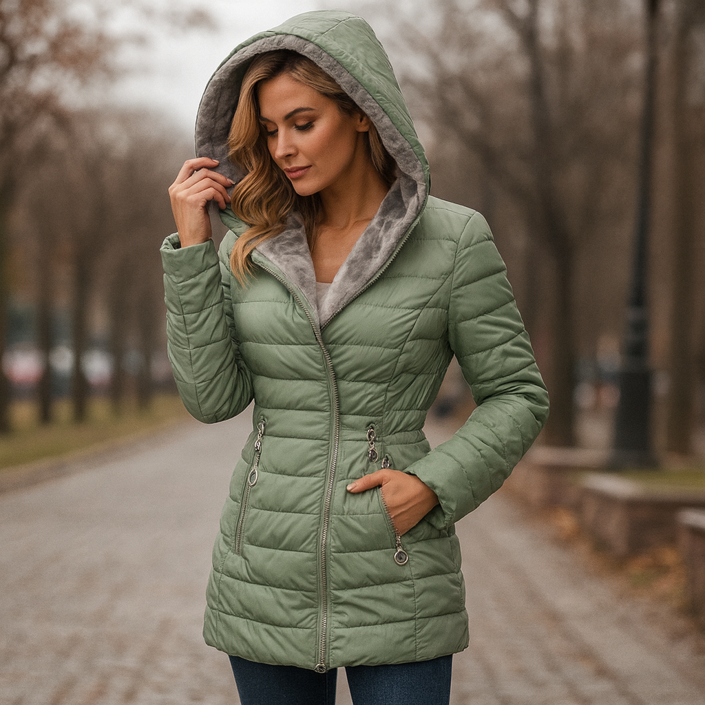 Chic Hooded Puffer Coat in Luxe Fabric