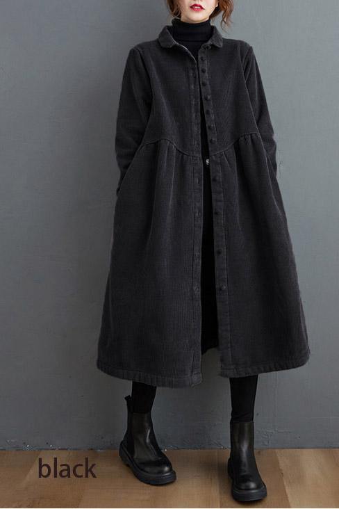 Limited Edition Cinched Corduroy Coat in Elegant Blackish Green