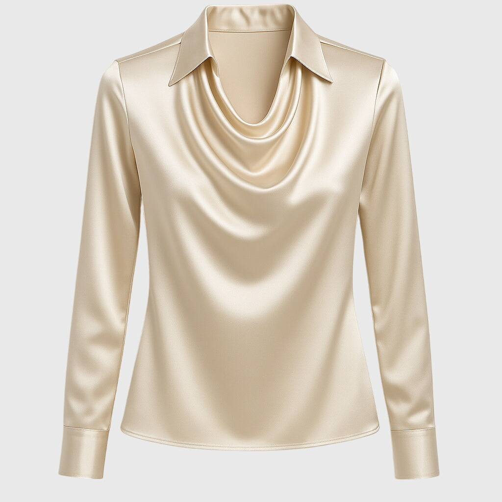 Luna™ - Elegant Drape-Neck Blouse