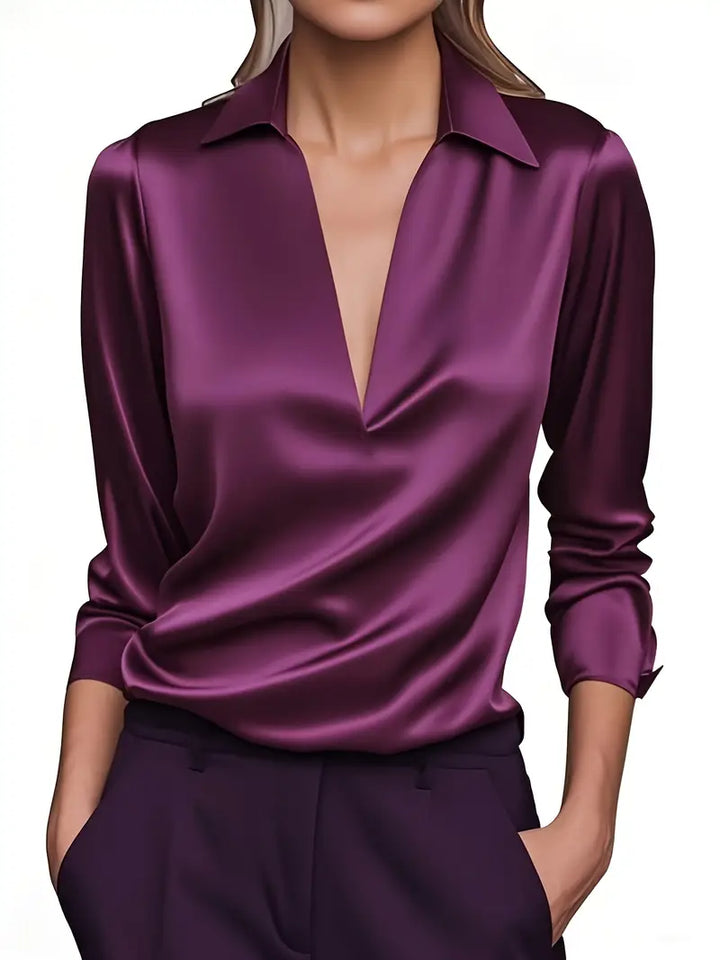 Naya™ – Elegant V-Neck Blouse for Day-to-Night Confidence