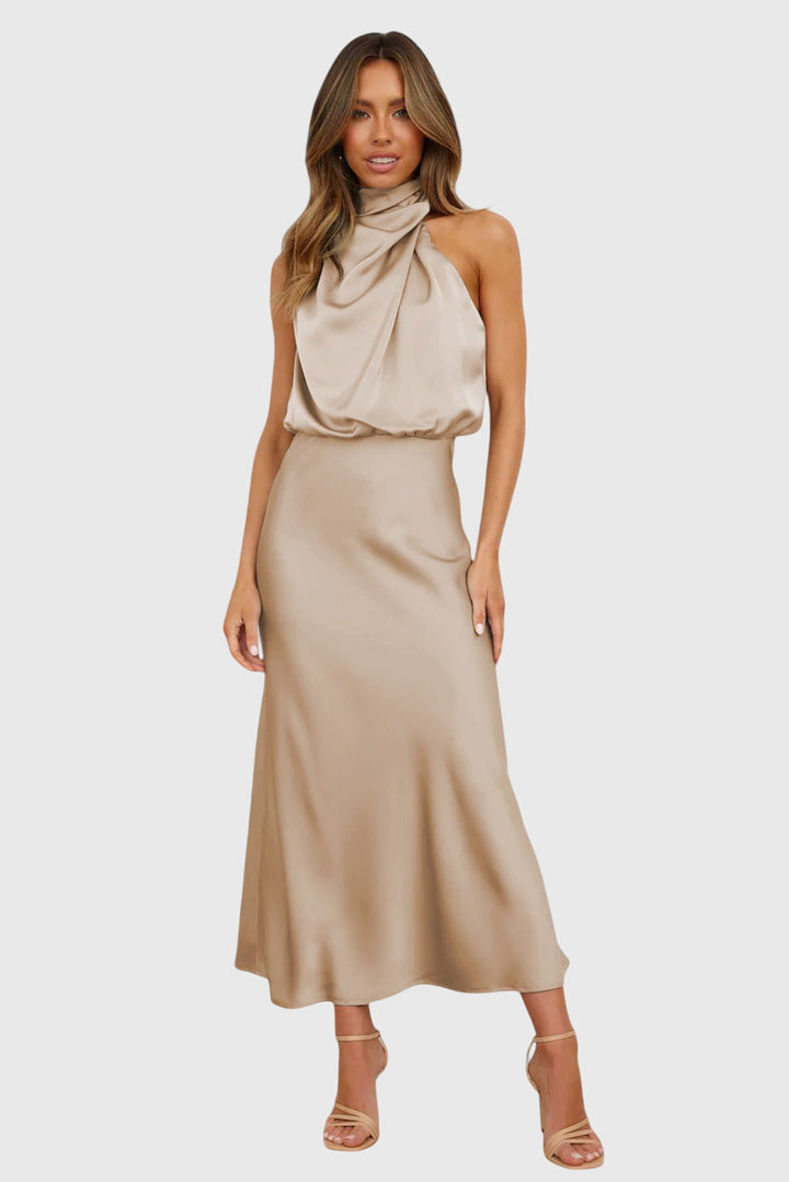 Ava™ | Luxe Satin Halter Dress