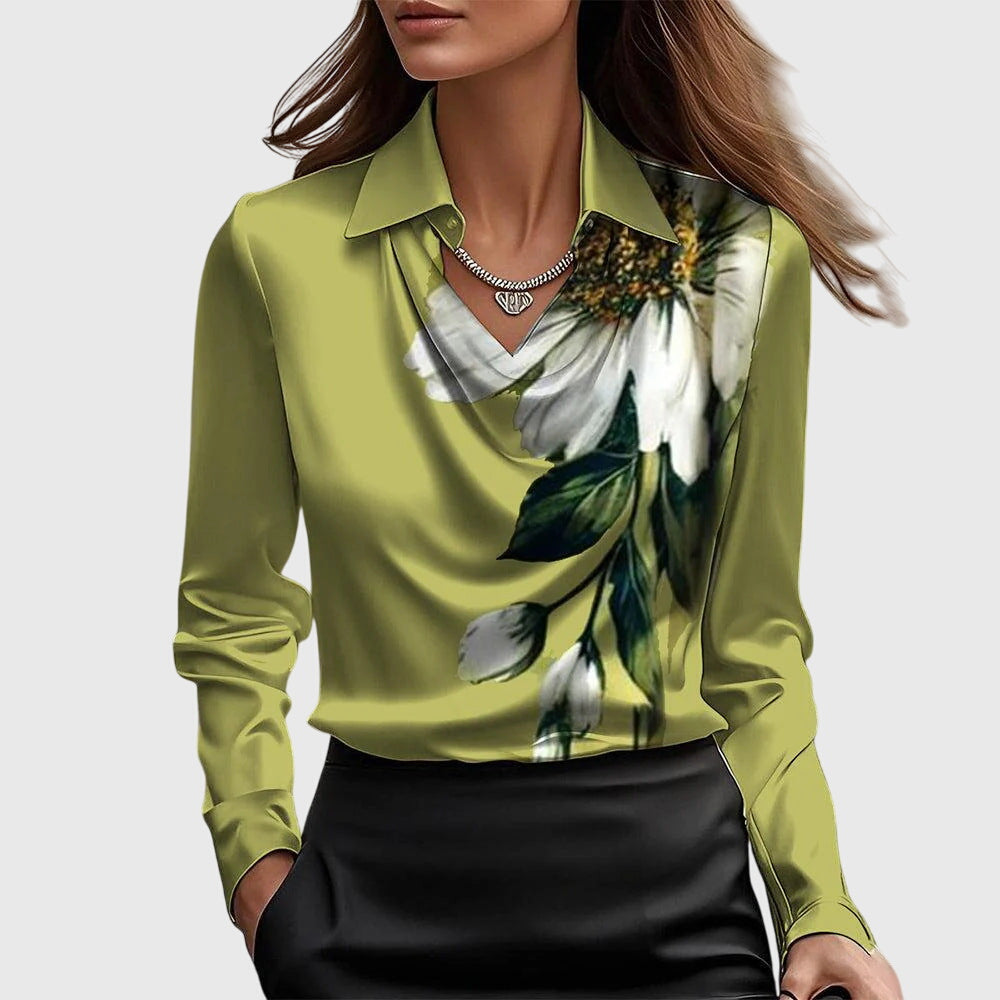 Luna™ - Elegant Drape-Neck Blouse
