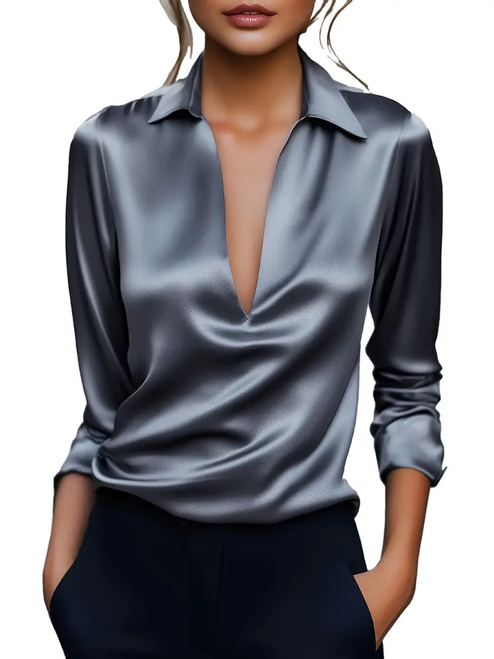 Naya™ – Elegant V-Neck Blouse for Day-to-Night Confidence