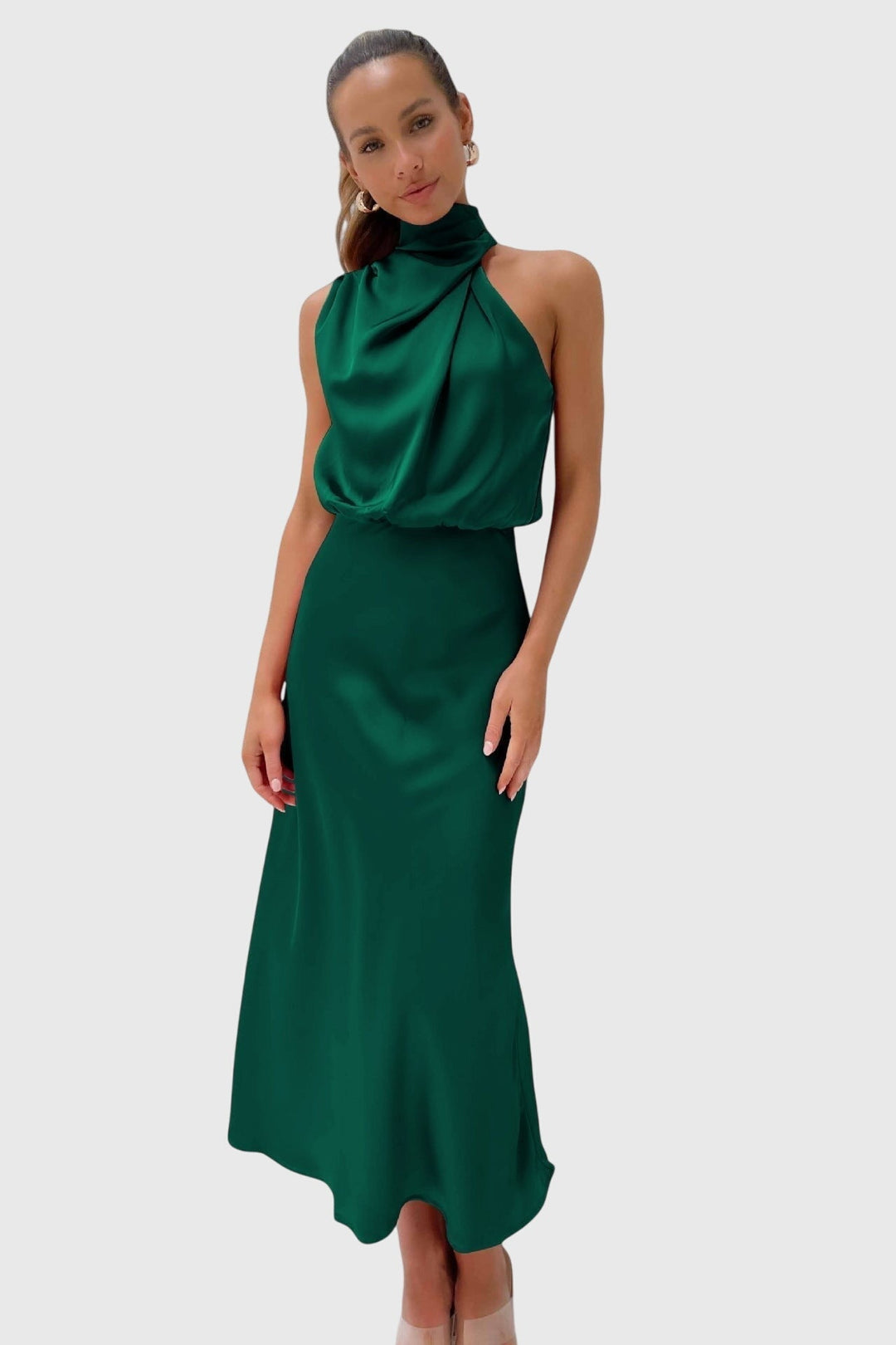 Ava™ | Luxe Satin Halter Dress