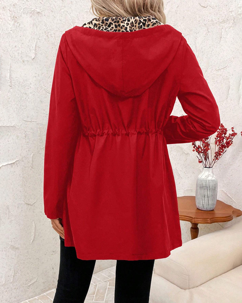 Leopard Print Reversible Hooded Coat in Luxe Fabric