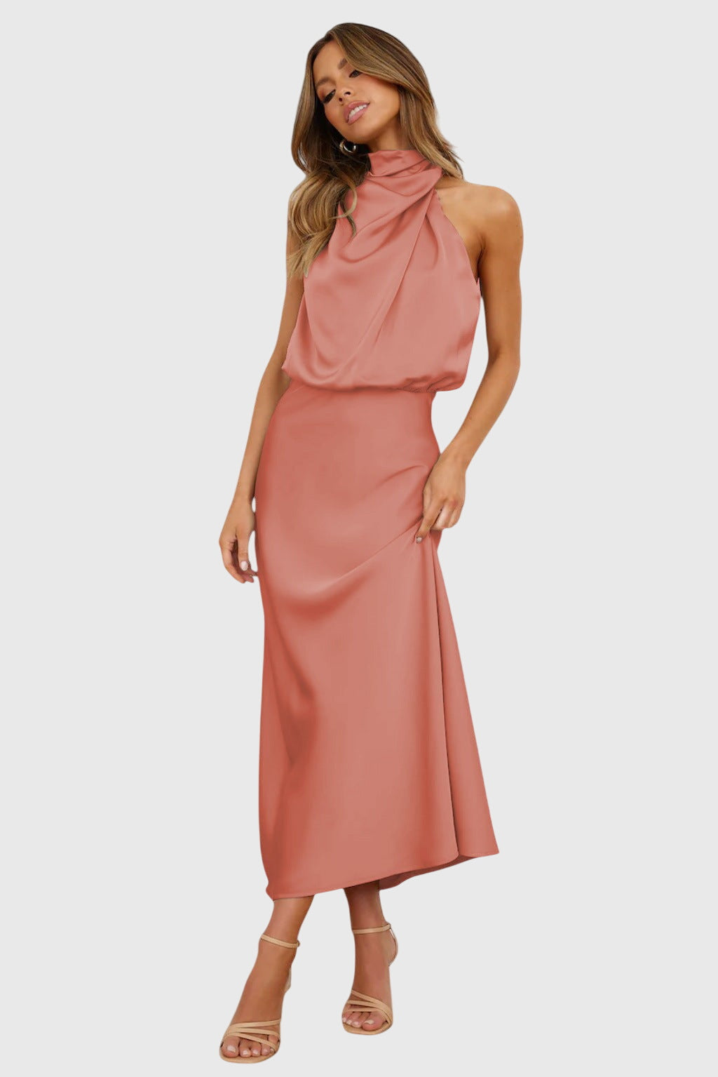 Ava™ | Luxe Satin Halter Dress