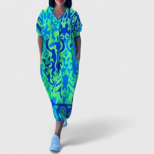 Shamcey™ - Elegant Floral Silk Dress