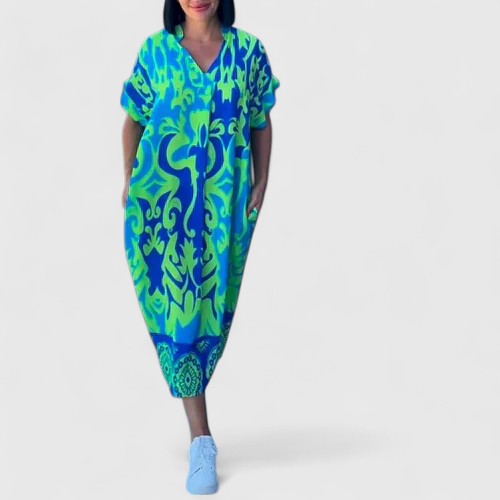 Shamcey™ - Elegant Floral Silk Dress