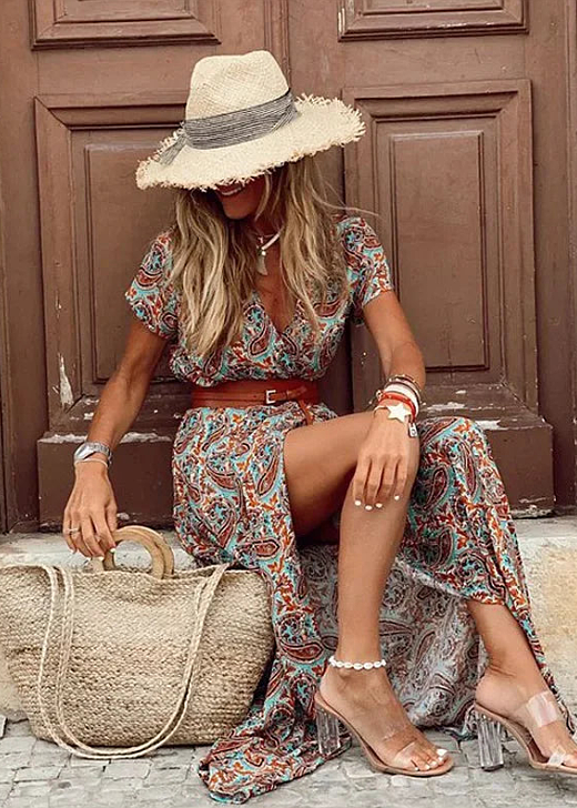 Dora – Boho Breeze Midi Dress