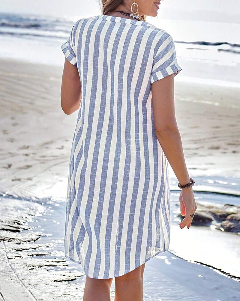 Cristine™ – Breezy Striped Button-Front Shirt Dress