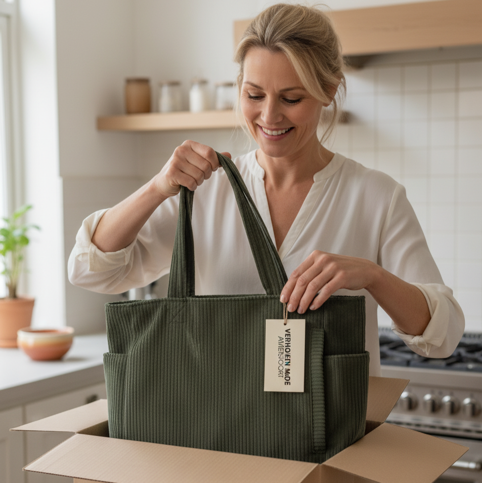 Amelie™ | Ribbed Tote Bag with Cord Detail