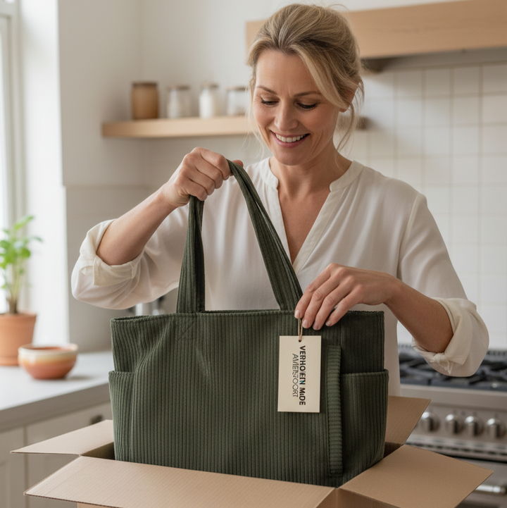 Amelie™ | Ribbed Tote Bag with Cord Detail