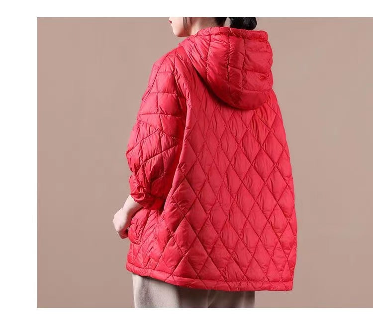Chic Orange Plus Size Hooded Puffer Jacket - Luxurious Comfort