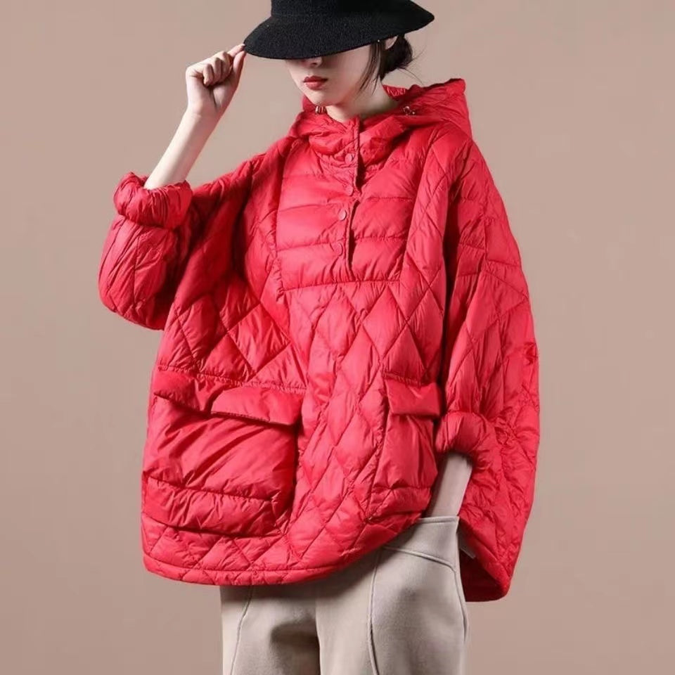 Chic Orange Plus Size Hooded Puffer Jacket - Luxurious Comfort